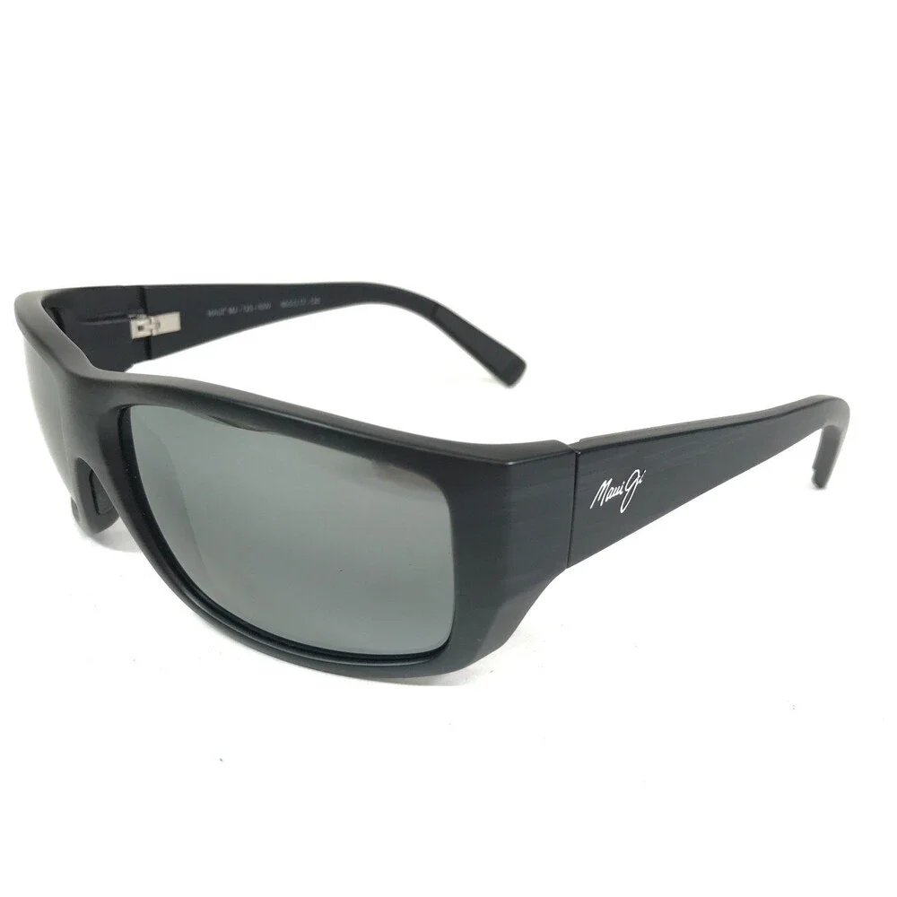 Maui Jim Sunglasses WASSUP MJ-123-02W Matte Black Woodgrain Neutral Gray Lenses